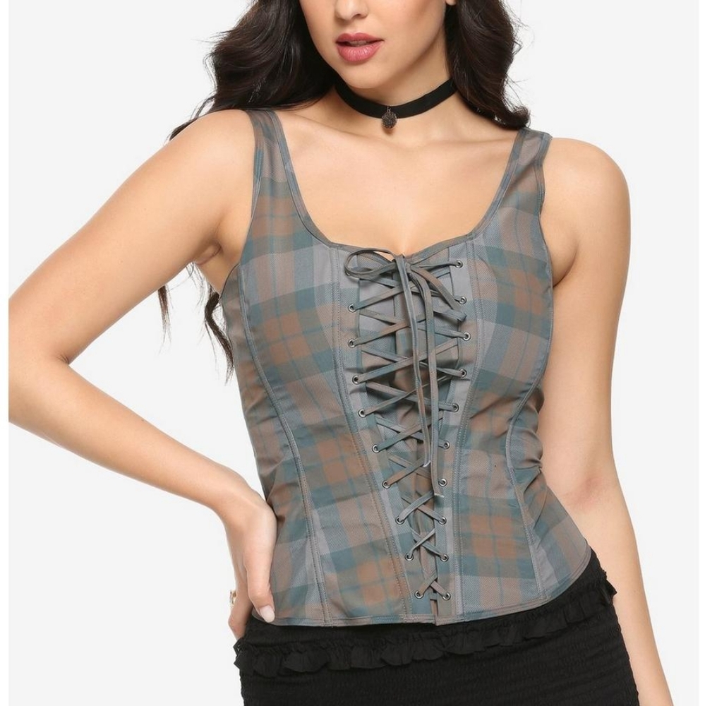 Outlander Tartan Lace-Up Corset Hot Topic Exclusive